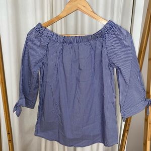 Alexander Jordan Off-the-Shoulder Pinstripe Blouse - Size XS